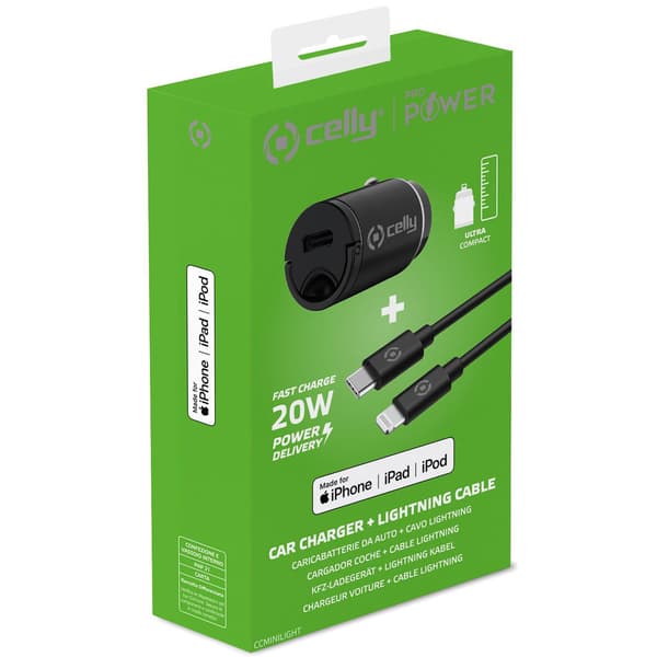 Autolaturi Mini USB-C PD 20W + USB-C-Lightning-kaapeli