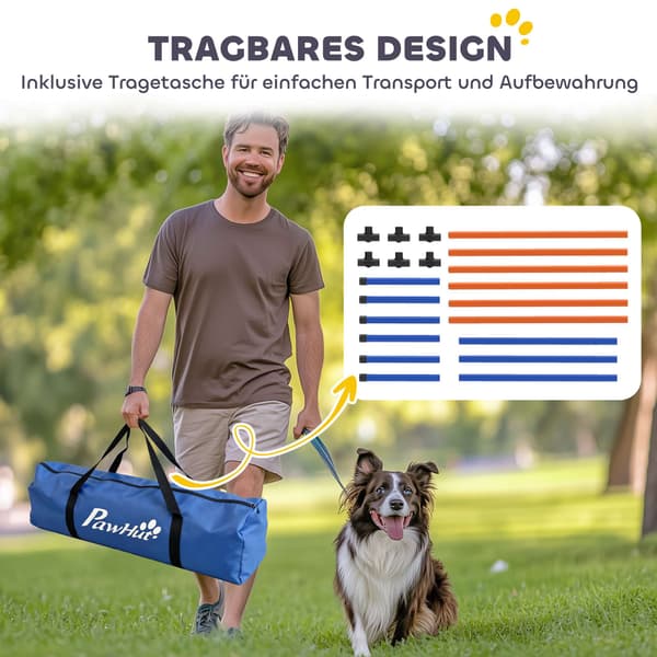 Agility-sæt til hunde, bærbart med justerbare slalomstave