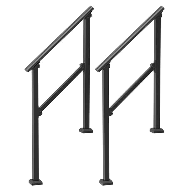 Ledstänger för utomhustrappor, 2-pack i kolstål, justerbara