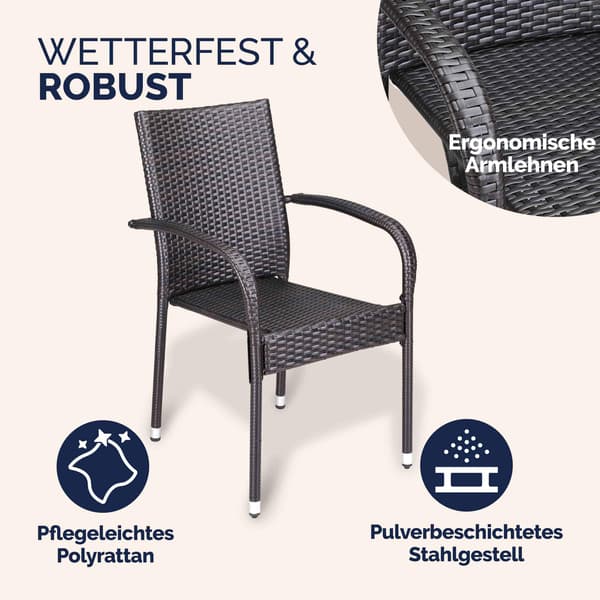 Stapelbara rottingstolar Comfort set om 4 bruna