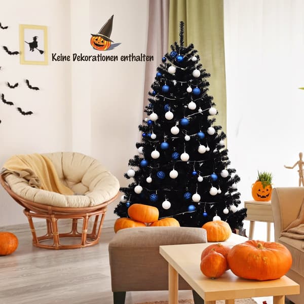 Sort PVC Halloween juletræ, 180 cm, foldbart