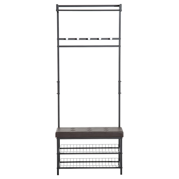 Knagerække Med Bænk, Tøjstativ & Skohylde, Metal, 2 Skohylder, S