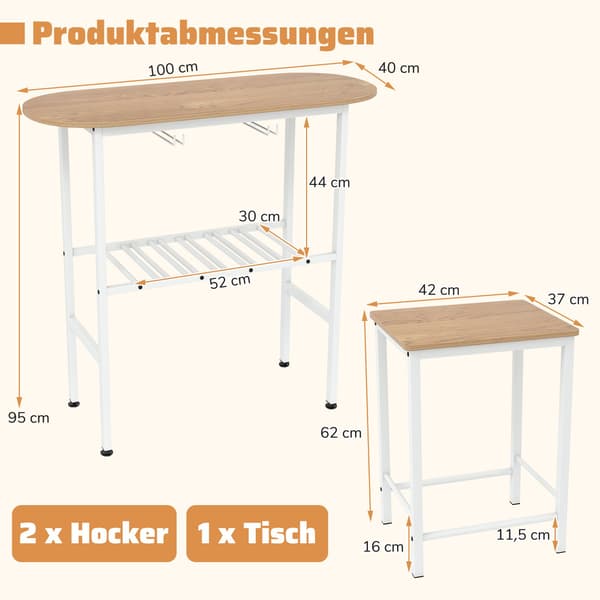 Barbordsset för 2 med vinglas och flaskhållare