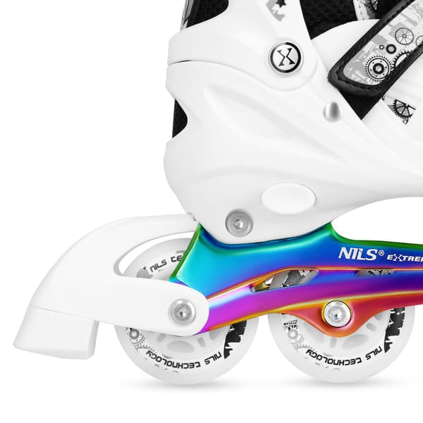 Inline/skridskor, 4-i-1, vit LED, storlek S (31-34)