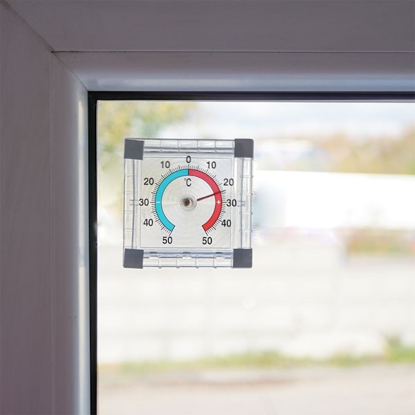 Kvadratisk bimetallisk termometer för fönster, -50°C till +50°C