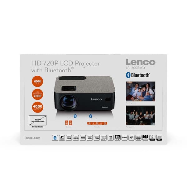 HD 720P LCD-projektor med Bluetooth grå