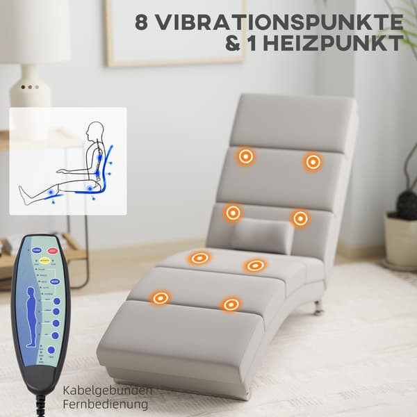 Elektrisk massagefåtölj, krämvit, värme och vibration