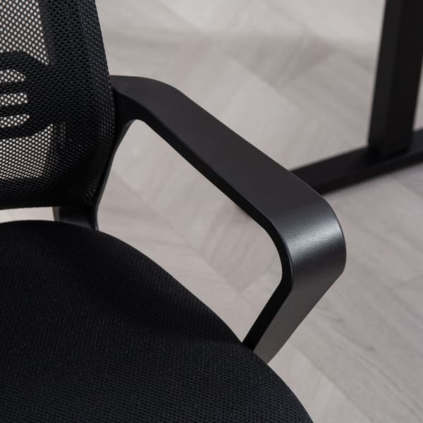 Ergonomisk netstol, skum, metalben, sort