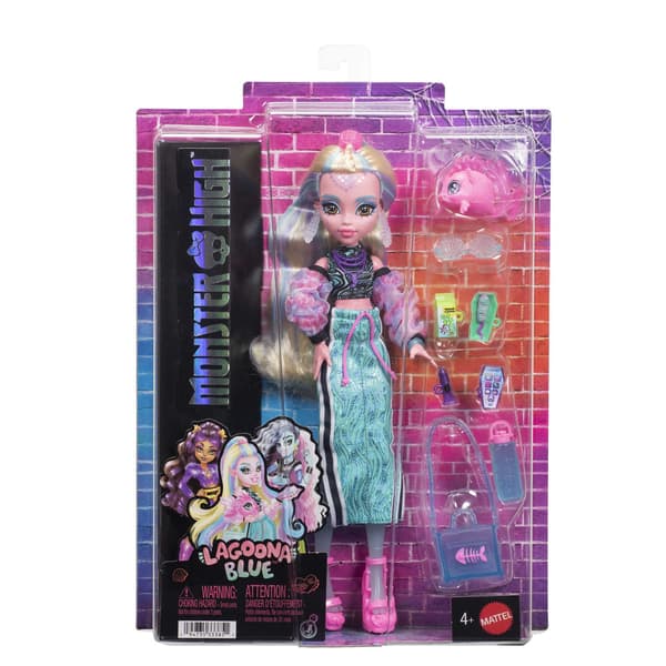 Monster High Lagoona-dukke med kæledyrsfisk og tilbehør