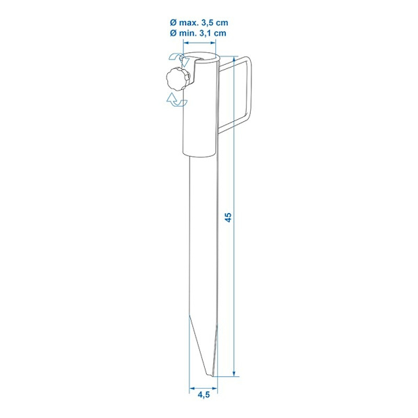 Ilmakuivain ja sateenvarjo maapiikki 45cm Ø35mm