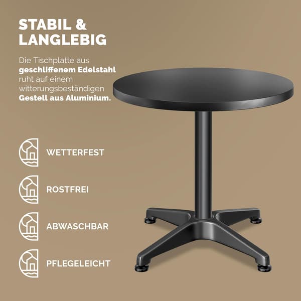 Højdejusterbart barbordssæt med 2 stk., 60 cm bordplade, sort aluminium