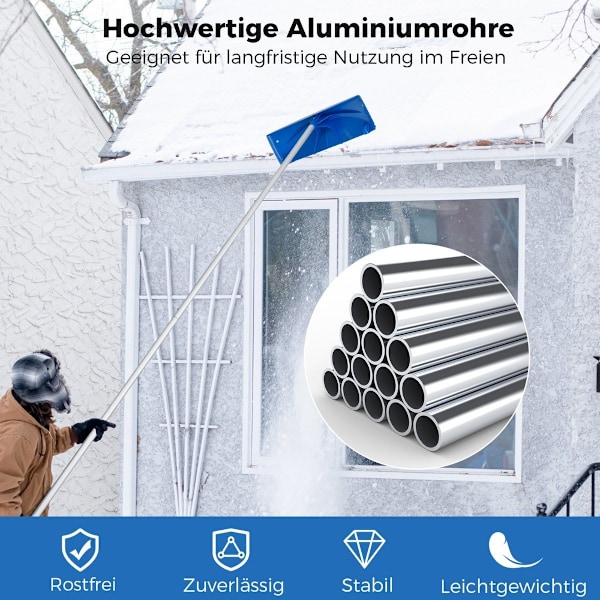 Katon lumenpuhdistin pyörillä ja muovinen lumiterä katon lumenpuhdistin lumilapio