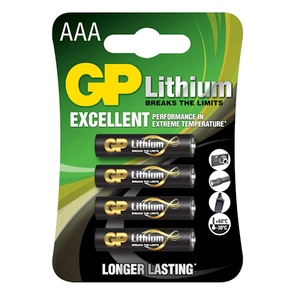GP Lithium AAA-batteri 1,5V 4-pack