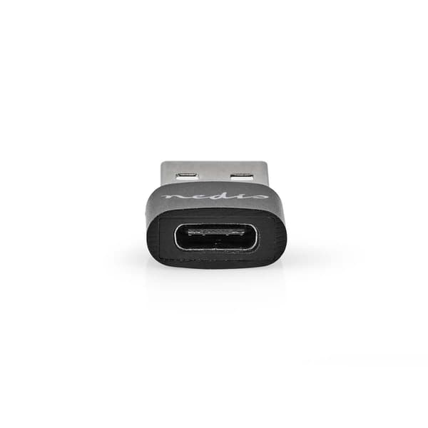 USB-A Adapter | USB 2.0 | USB-A Han | USB-C™ Hun | 480 Mbps | Runde | Nikkelplateret | Sort | Box