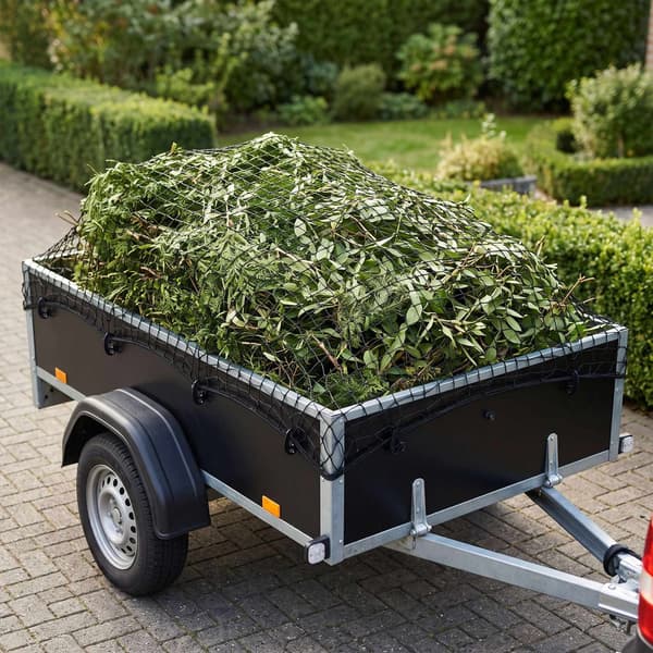 Släpvagnsnät 2x3m svart, slitstark PP-plast