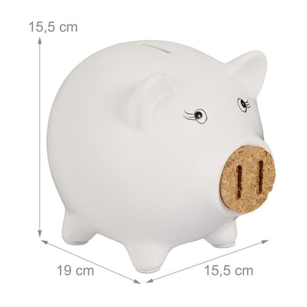 Vit spargris med korknäsa