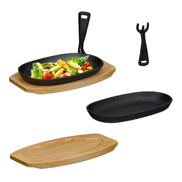 Serveringspanna med träbotten 2-pack