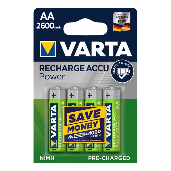 Varta Recharge Accu Power -akut AA 2600 mAh 4 kpl läpipainopakka