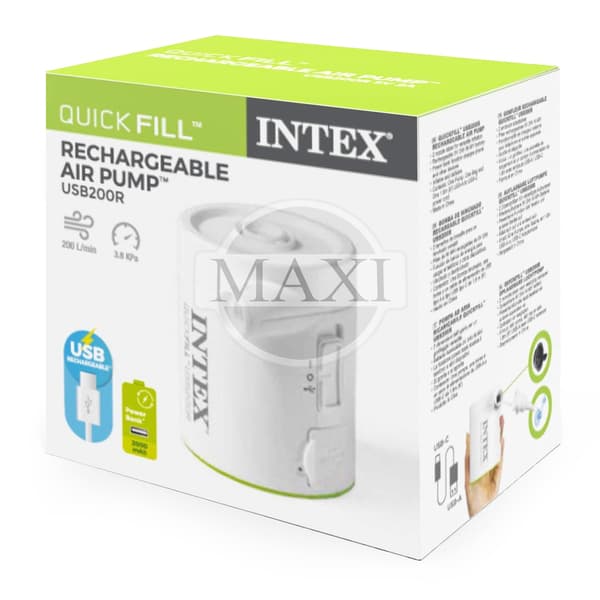 Elektrisk snabbpåfyllningspump, USB-driven, 2 munstycken, 200 l/min