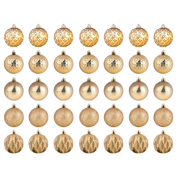 Sprængsikre julekugler guld 6 cm 35 stk.