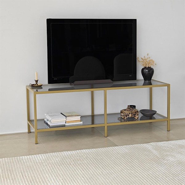 TV-bänk Basic - mörkgrå, guld