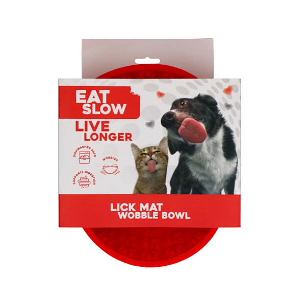 Ät Långsamt Lev Längre Lick Mat Wobble Bowl Röd
