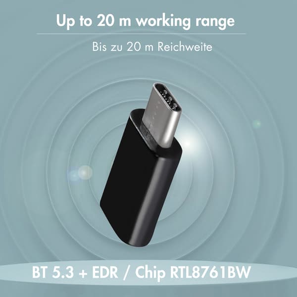USB-C-sovitin Bluetooth 5.3 20m