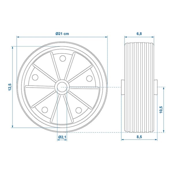 Reservehjul plast fælg med massiv gummi dæk 220x70mm