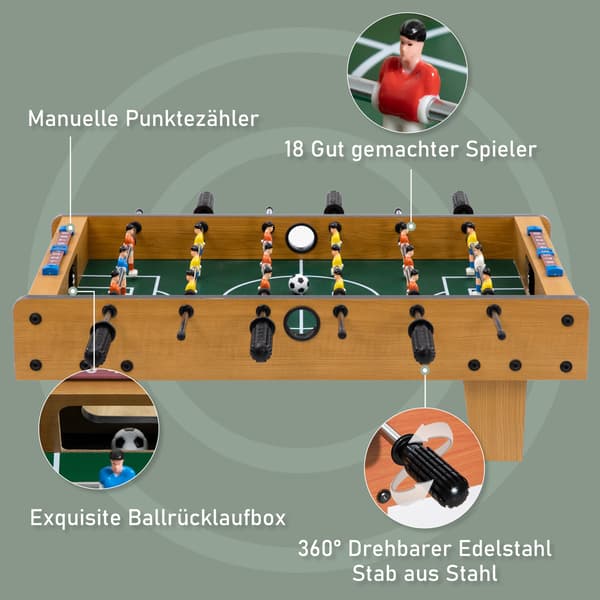Bordfodboldsæt, kompakt trædesign, 2 bolde, resultattavler