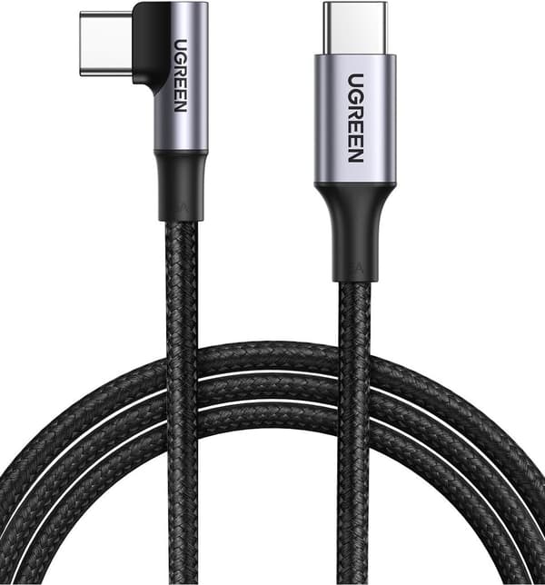 UGREEN USB-C til USB-C vinklet hurtigopladerkabel 60W PD, 3m - Sort