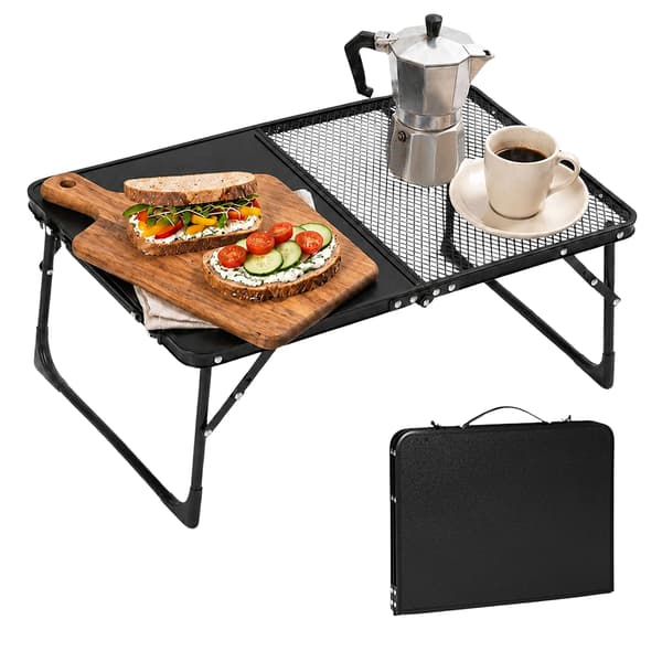 Sammenklappeligt campingbord 60x40 cm, sort, aluminiumsramme