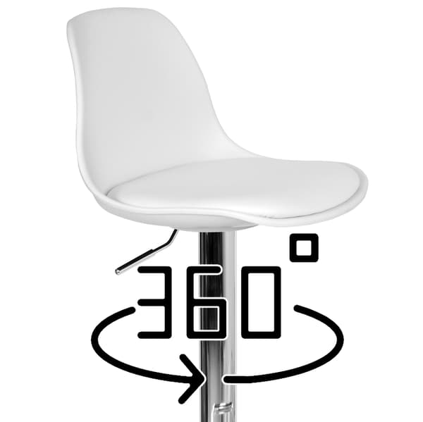 Barstol, vit, justerbar höjd, 360° vridbar