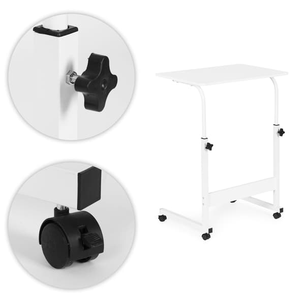 Mobilt laptopbord, justerbar höjd, MDF, vit