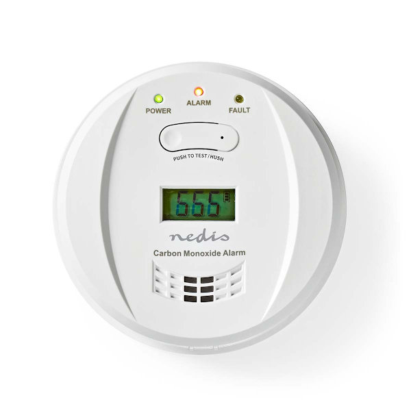 Kolmonoxid Alarm | Batteridriven | Batterilängd upp till: 5 år | Med paus knapp | Med testknapp | 85 dB | Vit
