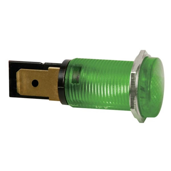 Pyöreä 14 mm paneeliohjauslamppu 12 V vihreä
