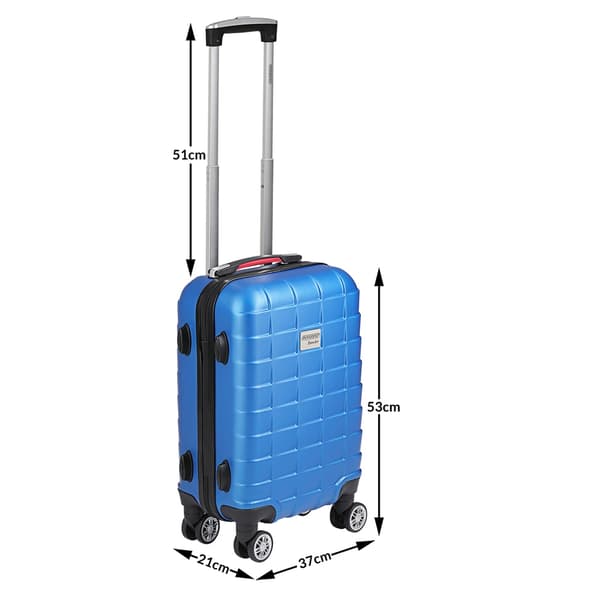 Hård kuffert, blå, 40L, 360 spinnerhjul