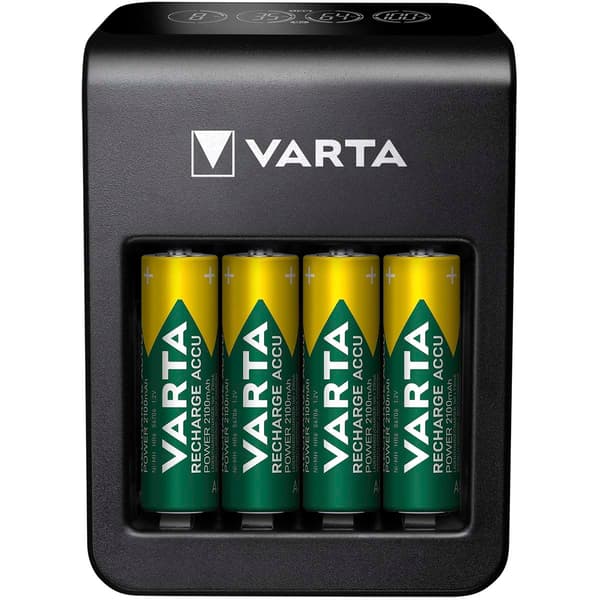 NiMH LCD Plug Charger+ (AA, AAA & 9 Volt) inklusive 4x AA 2100 mAh