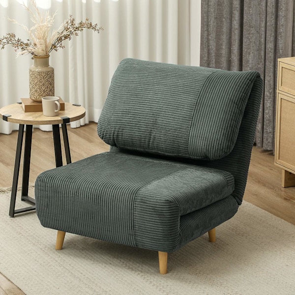 2-i-1 sovesofa, stoleseng, justerbar foldemadras, gæsteseng i fløjlsbukser, til soveværelse, stue, grøn, 82 x 89 x 83 cm