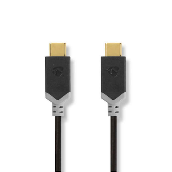USB-kabel | USB 3.2 Gen 1 | USB-C™ Hane | USB-C™ Hane | 60 W | 4K@60Hz | 5 Gbps | Nickelplaterad | 1.00 m | Rund | PVC | Antracit | Kartong med fönste