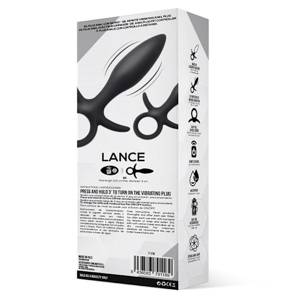 Lance Anal Plug Remote Control Liquid Silicone USB