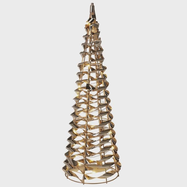 Guldfärgad LED-julgran med kon, 40 cm, timerfunktion