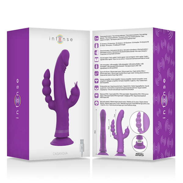 Intense - Casanova Rabbit Silikone Vibrator Triple Motor Purple