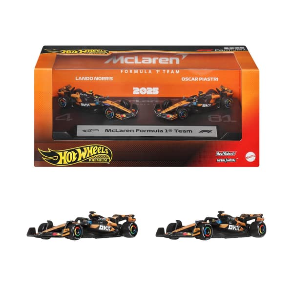 Hot Wheels Formel 1 støbte biler, 2-pak, skala 1:64