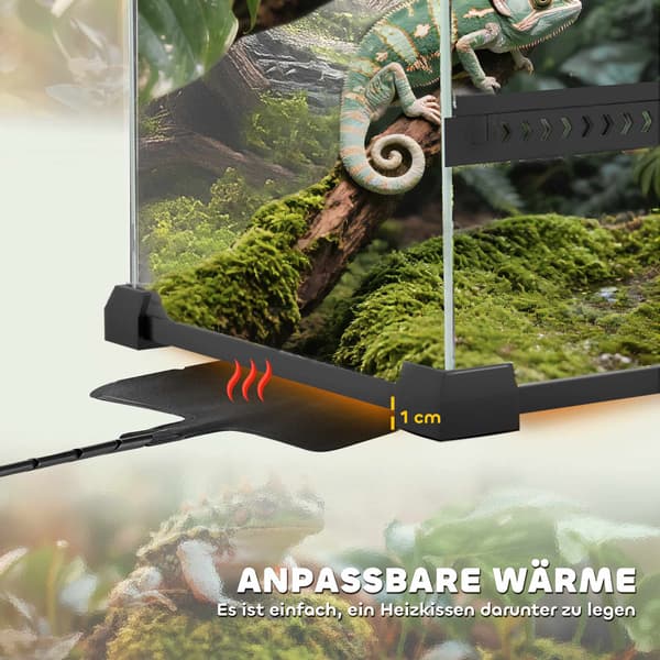 Glasterrarium til krybdyr 48L, ventilation foran, 50x30x35 cm
