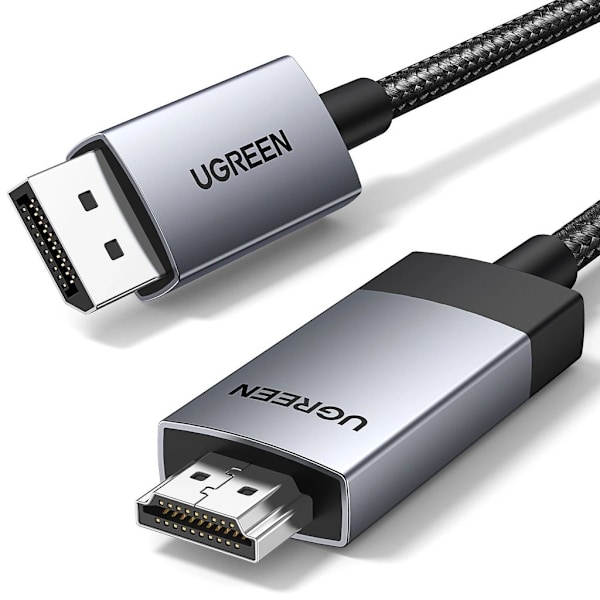 Ugreen DisplayPort-HDMI-kaapeli, 4K @ 60Hz, 2m - harmaa