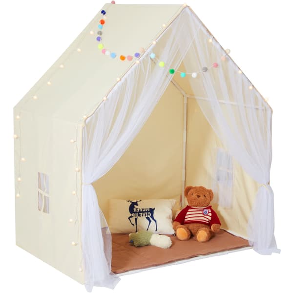 Børnelegetelt Yurt, Beige, Måtte og Hængelampe