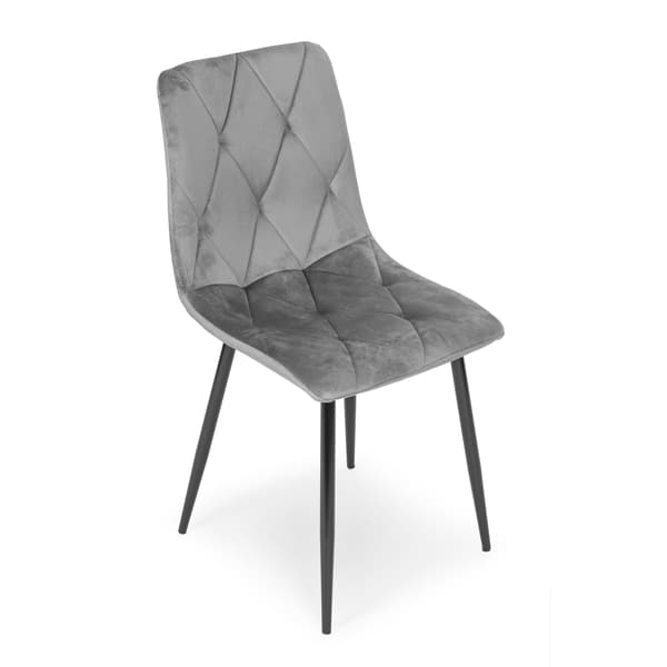 Sæt med 4 quiltede fløjlsstole til spisestue og stue Grå ModernHome