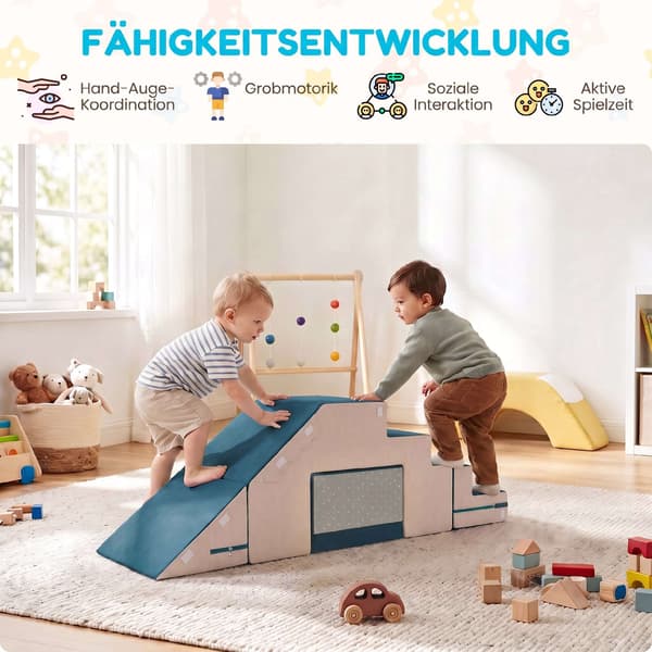 Skumbyggklossar för småbarn, blå – 2-delat set