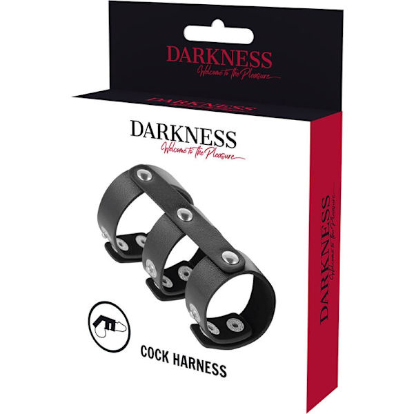 Darkness - Säädettävä nahkainen kaksoispenis ja kivesrengas