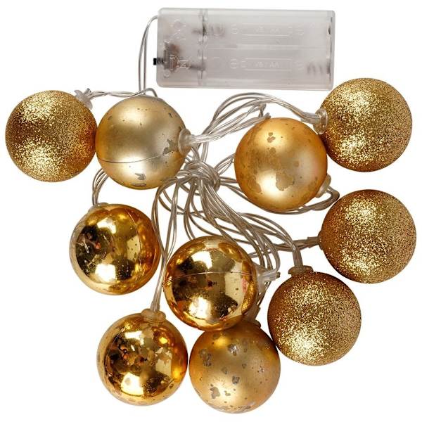 Gyllene LED-julgranskulor för festlig atmosfär
